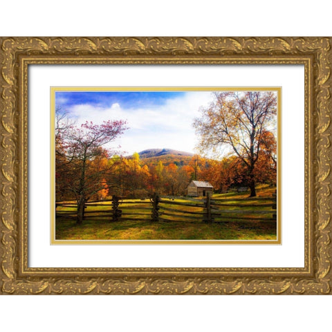 Mountain Homestead Gold Ornate Wood Framed Art Print with Double Matting by Hausenflock, Alan