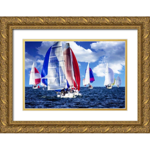 Sailing Away I Gold Ornate Wood Framed Art Print with Double Matting by Hausenflock, Alan