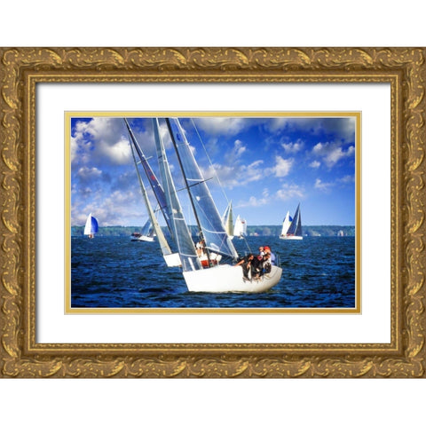 Sailing Away II Gold Ornate Wood Framed Art Print with Double Matting by Hausenflock, Alan