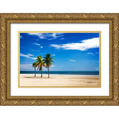 Palms on the Beach III Gold Ornate Wood Framed Art Print with Double Matting by Hausenflock, Alan