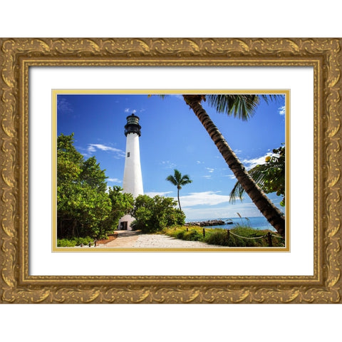Cape Florida Light I Gold Ornate Wood Framed Art Print with Double Matting by Hausenflock, Alan