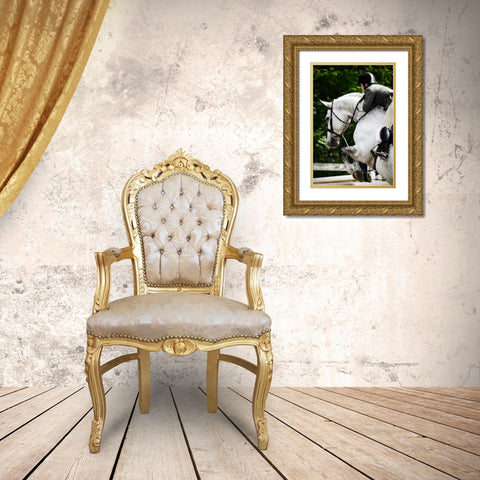 Jumping Hunter II Gold Ornate Wood Framed Art Print with Double Matting by Hausenflock, Alan