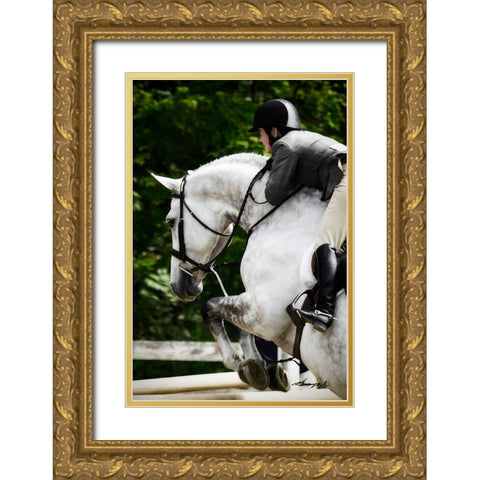 Jumping Hunter II Gold Ornate Wood Framed Art Print with Double Matting by Hausenflock, Alan