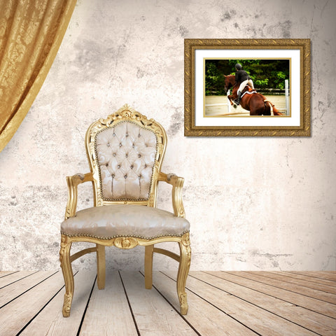 Jumping Hunter III Gold Ornate Wood Framed Art Print with Double Matting by Hausenflock, Alan