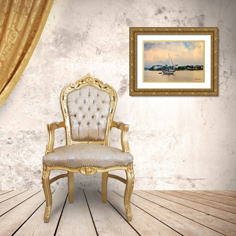 Mooring in Banks Channel Gold Ornate Wood Framed Art Print with Double Matting by Hausenflock, Alan