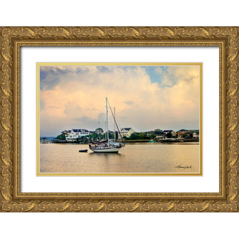 Mooring in Banks Channel Gold Ornate Wood Framed Art Print with Double Matting by Hausenflock, Alan