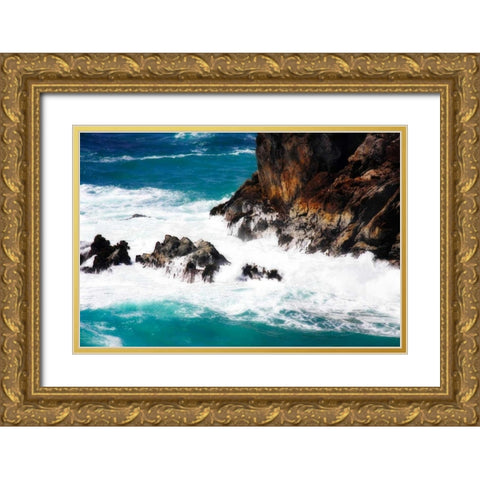 Churning Surf II Gold Ornate Wood Framed Art Print with Double Matting by Hausenflock, Alan