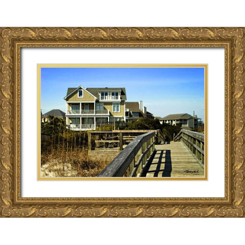 Beach House II Gold Ornate Wood Framed Art Print with Double Matting by Hausenflock, Alan