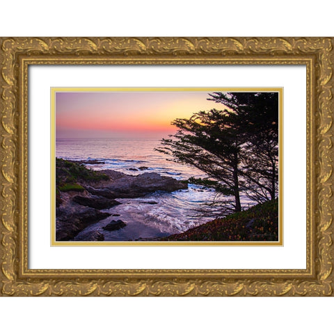 Sunset on Carmel Bay II Gold Ornate Wood Framed Art Print with Double Matting by Hausenflock, Alan