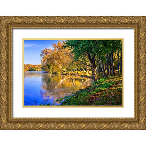 Reflections of Autumn Gold Ornate Wood Framed Art Print with Double Matting by Hausenflock, Alan