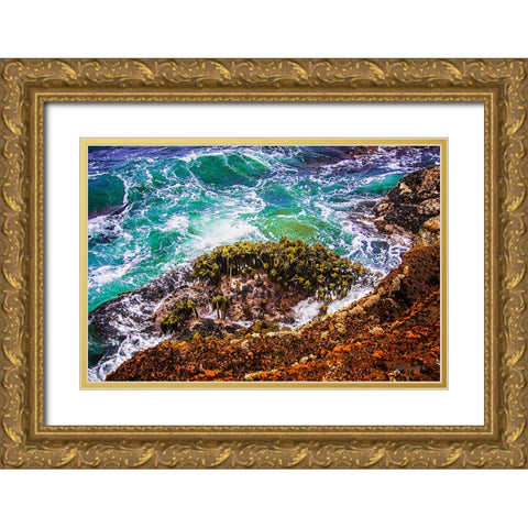 Point Lobos Coastline Gold Ornate Wood Framed Art Print with Double Matting by Hausenflock, Alan