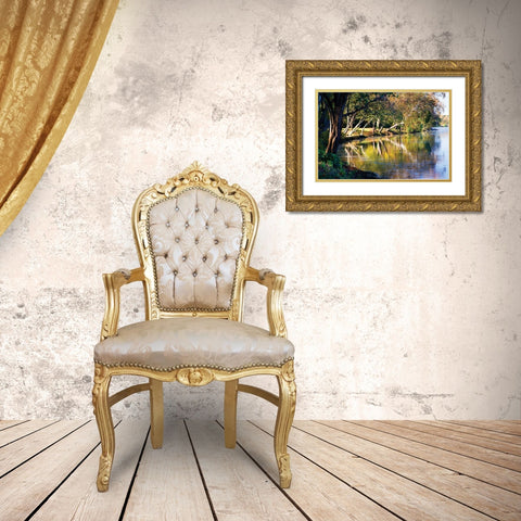 Autumn on the James II Gold Ornate Wood Framed Art Print with Double Matting by Hausenflock, Alan