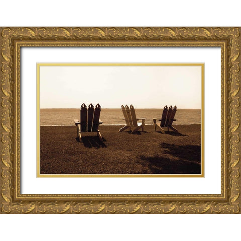 Adirondack Chairs II Gold Ornate Wood Framed Art Print with Double Matting by Hausenflock, Alan