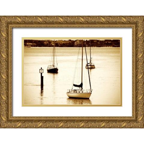 St. Augustine Harbor II Gold Ornate Wood Framed Art Print with Double Matting by Hausenflock, Alan