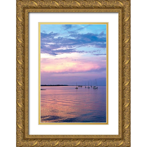 St. Augustine Harbor Sunset III Gold Ornate Wood Framed Art Print with Double Matting by Hausenflock, Alan
