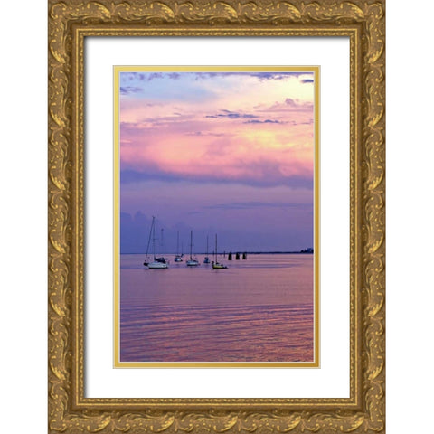 St. Augustine Harbor Sunset IV Gold Ornate Wood Framed Art Print with Double Matting by Hausenflock, Alan