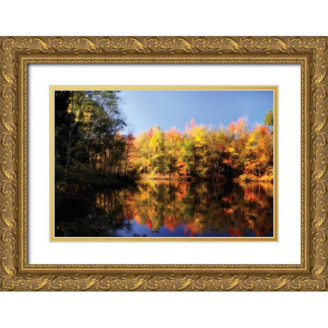 Fall at Three Lakes II Gold Ornate Wood Framed Art Print with Double Matting by Hausenflock, Alan