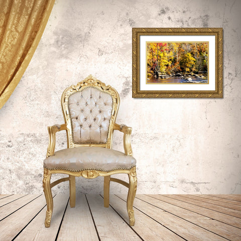 Autumn on the River VII Gold Ornate Wood Framed Art Print with Double Matting by Hausenflock, Alan