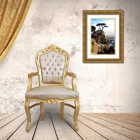 Lone Cypress I Gold Ornate Wood Framed Art Print with Double Matting by Hausenflock, Alan