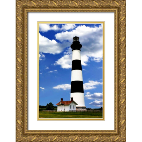 Bodie Island Light Gold Ornate Wood Framed Art Print with Double Matting by Hausenflock, Alan