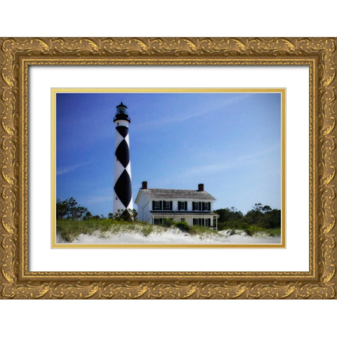 Cape Lookout Light II Gold Ornate Wood Framed Art Print with Double Matting by Hausenflock, Alan