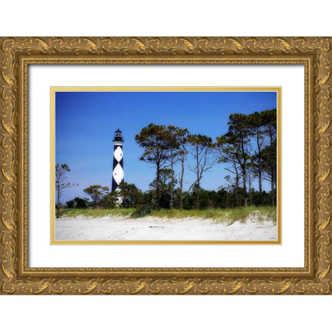 Cape Lookout Light III Gold Ornate Wood Framed Art Print with Double Matting by Hausenflock, Alan