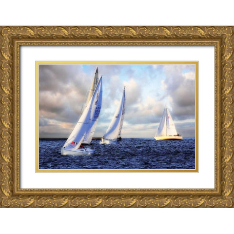 Sailing at Sunset I Gold Ornate Wood Framed Art Print with Double Matting by Hausenflock, Alan