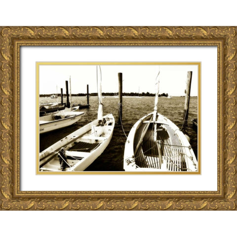 Skiffs IV Gold Ornate Wood Framed Art Print with Double Matting by Hausenflock, Alan