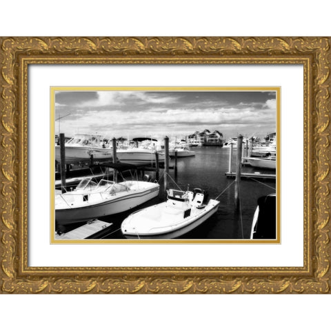 Wrightsville Marina II Gold Ornate Wood Framed Art Print with Double Matting by Hausenflock, Alan