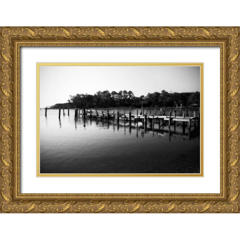 Forgotten Pier I Gold Ornate Wood Framed Art Print with Double Matting by Hausenflock, Alan