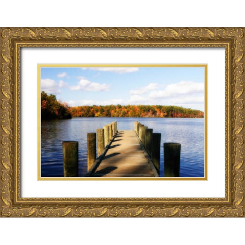 Greenwood Lake II Gold Ornate Wood Framed Art Print with Double Matting by Hausenflock, Alan