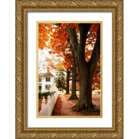 Small Town Autumn II Gold Ornate Wood Framed Art Print with Double Matting by Hausenflock, Alan