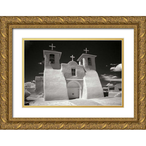 Taos Church I Gold Ornate Wood Framed Art Print with Double Matting by Johnson, George