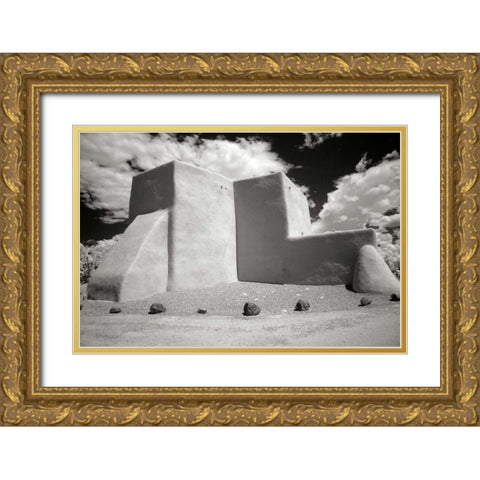 Taos Church III Gold Ornate Wood Framed Art Print with Double Matting by Johnson, George