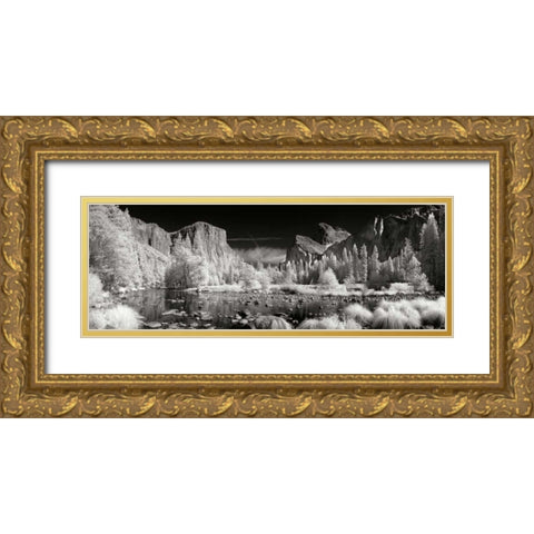 West End River Gold Ornate Wood Framed Art Print with Double Matting by Johnson, George
