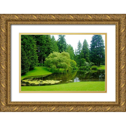Bloedel Reserve II Gold Ornate Wood Framed Art Print with Double Matting by Johnson, George