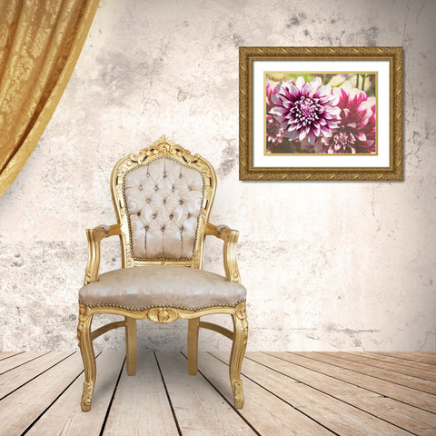 Garden Dahlias III Gold Ornate Wood Framed Art Print with Double Matting by Johnson, George