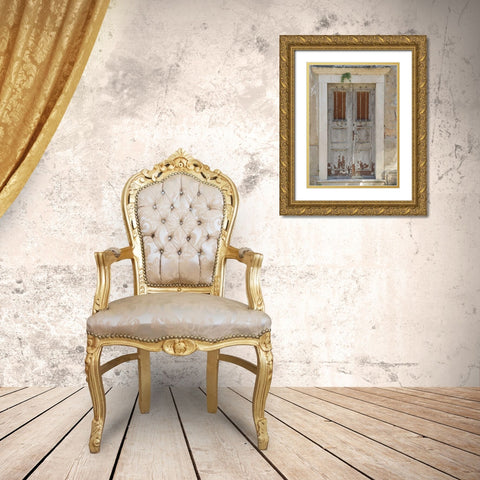Dubrovnik Wood Door Gold Ornate Wood Framed Art Print with Double Matting by Johnson, George