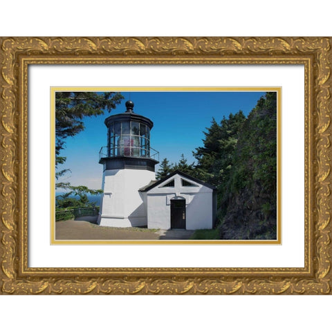 Cape Mears Lighthouse Gold Ornate Wood Framed Art Print with Double Matting by Johnson, George