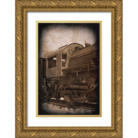 Hog Heads Office Gold Ornate Wood Framed Art Print with Double Matting by Johnson, George