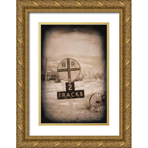 Two Tracks Gold Ornate Wood Framed Art Print with Double Matting by Johnson, George