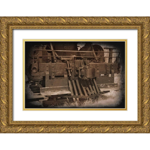 Old Cowcatcher Gold Ornate Wood Framed Art Print with Double Matting by Johnson, George