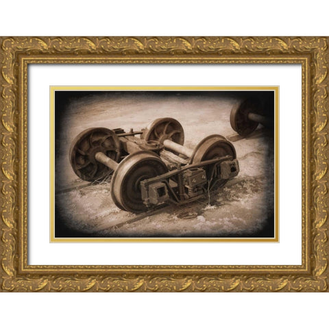 Four Wheel Truck Gold Ornate Wood Framed Art Print with Double Matting by Johnson, George