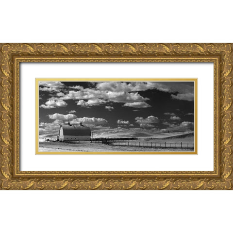 Potlach Barn Gold Ornate Wood Framed Art Print with Double Matting by Johnson, George