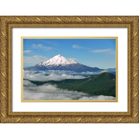 Mt. Shasta Gold Ornate Wood Framed Art Print with Double Matting by Kidd, Brian