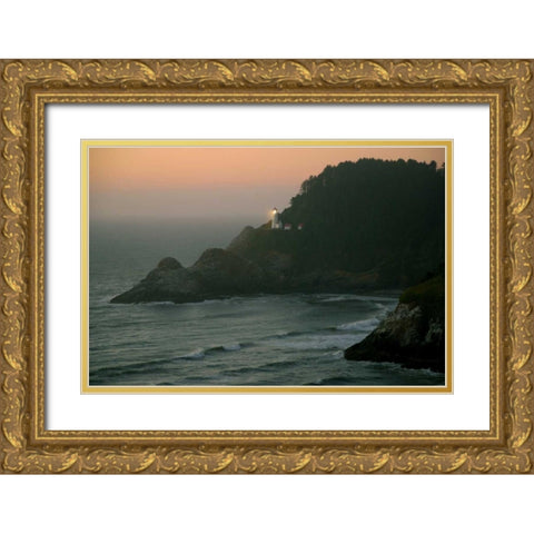 Heceta Sunset Gold Ornate Wood Framed Art Print with Double Matting by Kidd, Brian