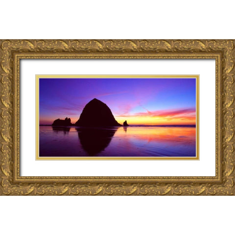 Cannon Beach I Gold Ornate Wood Framed Art Print with Double Matting by Leahy, Ike