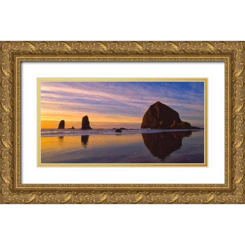 Cannon Beach V Gold Ornate Wood Framed Art Print with Double Matting by Leahy, Ike