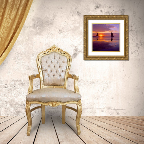 Cannon Beach VIII Gold Ornate Wood Framed Art Print with Double Matting by Leahy, Ike