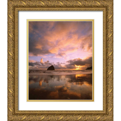 Pacific City V Gold Ornate Wood Framed Art Print with Double Matting by Leahy, Ike
